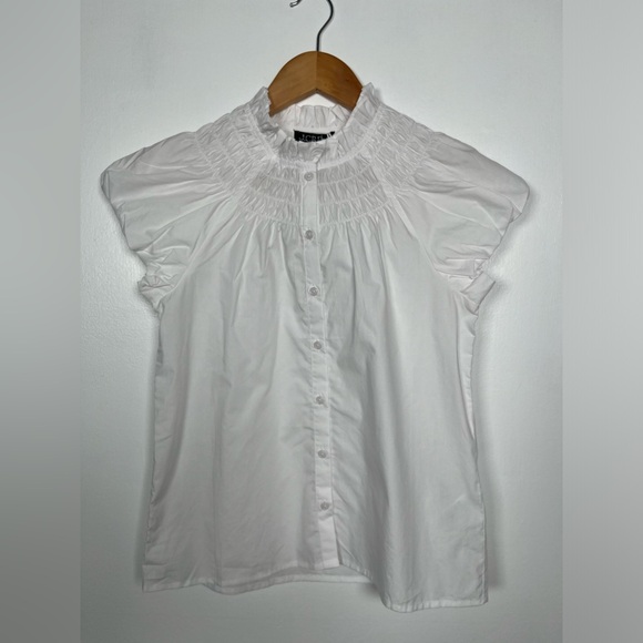 NWT J.CREW Size XXS, XL, XXL Smocked-neck top White - Picture 4 of 15